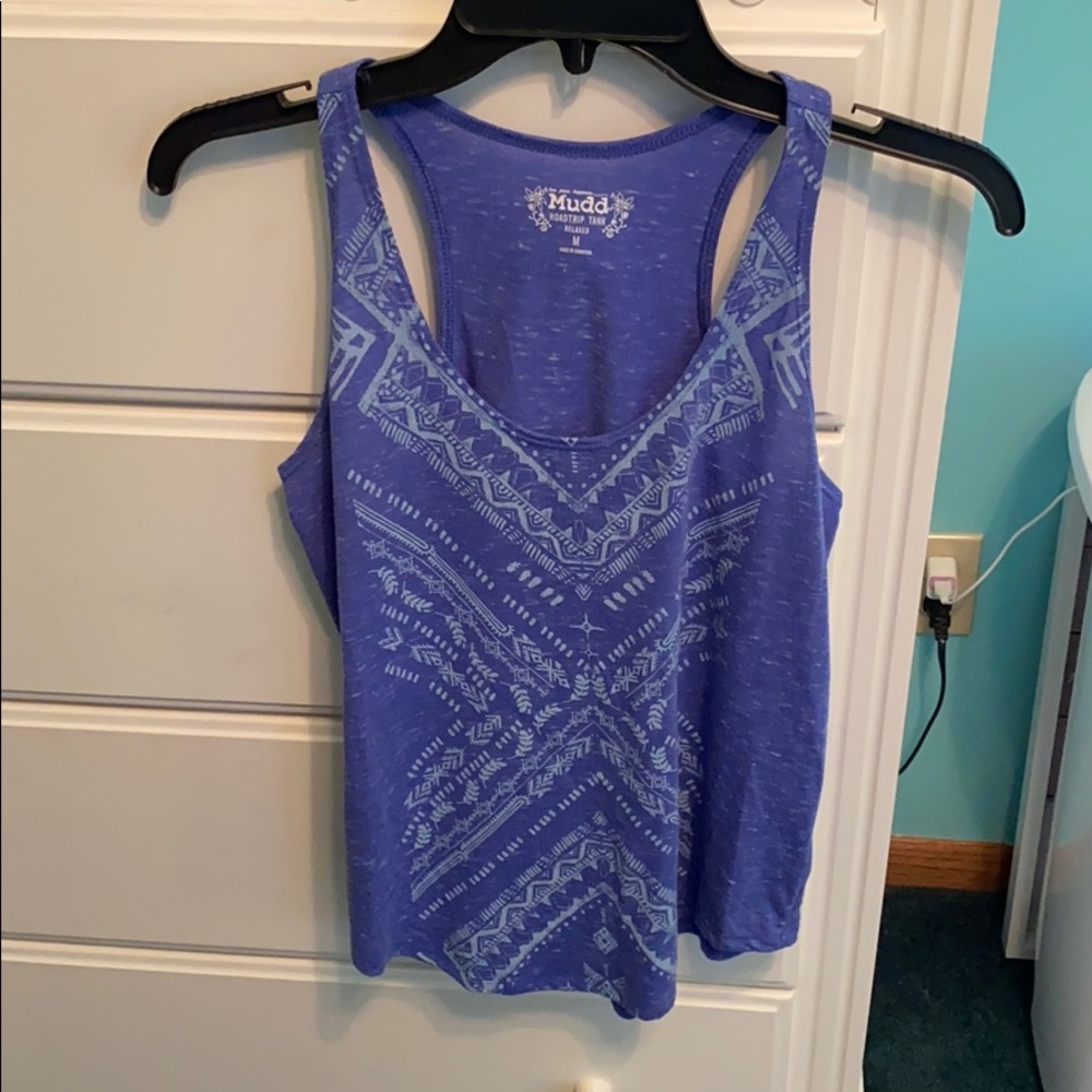 blue patterned tank top